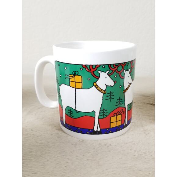 Christmas Coffee Mug Tea Cup Holiday Scene Ceramic FPC Made England Vintage - Picture 4 of 13